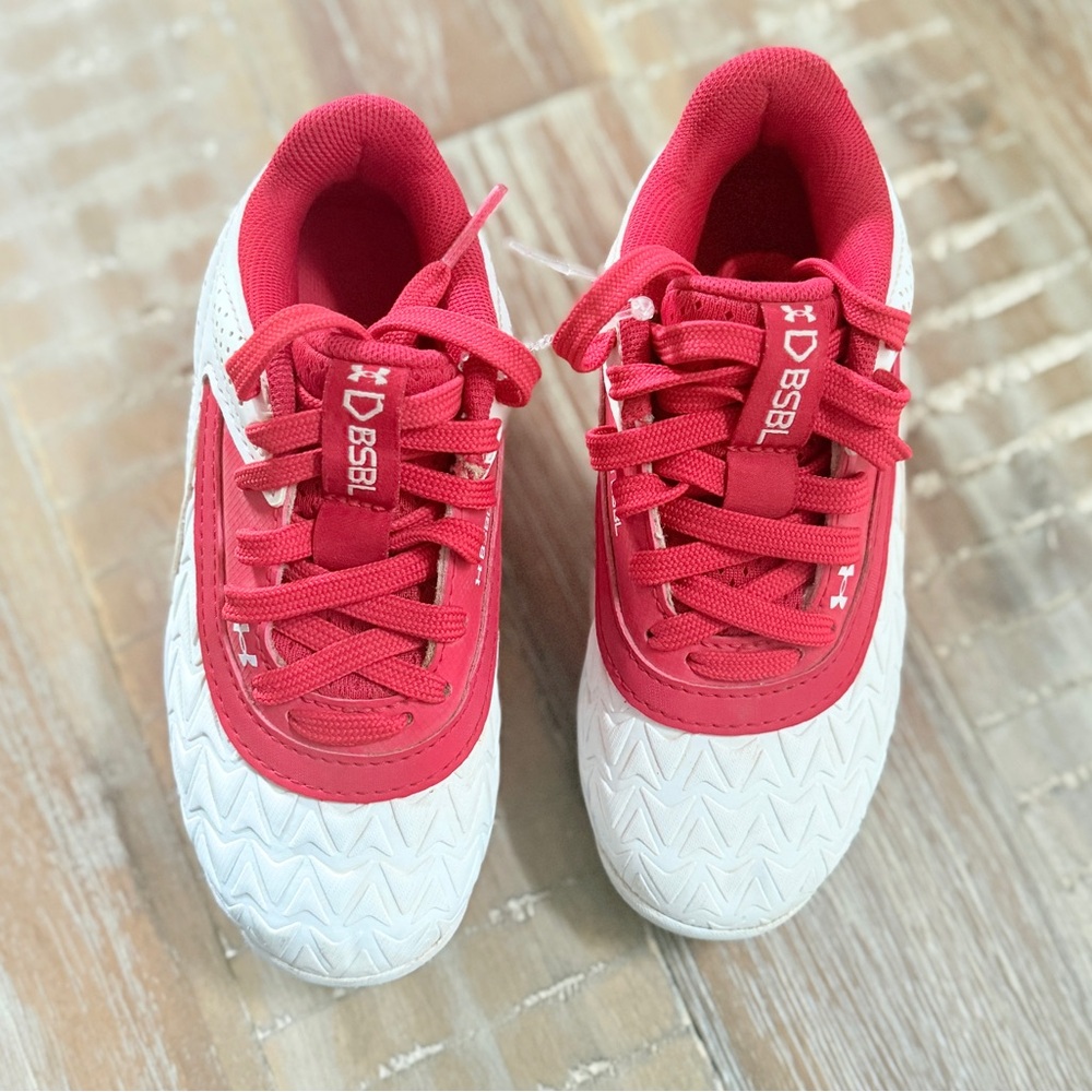 Under Armour Kids Red and White Athletic Shoes
